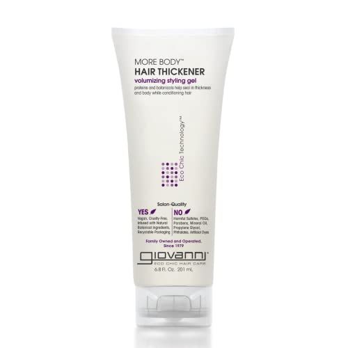GIOVANNI More Body Hair Thickener - Volumizing Styling Gel, Hair Thickener, Plumps Hair, Seals Split Ends, Adds Shine, Paraben-Free, Color Safe, Infused with Natural Botanical Ingredients - 6.8 oz