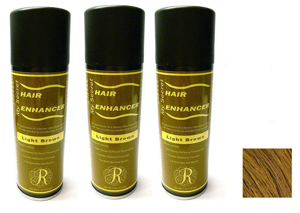 My Secret Correctives Hair Enhancer Spray for Thin/Thinning Hair -5oz Each - 3 Cans - Light Brown