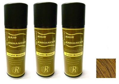 My Secret Correctives Hair Enhancer Spray for Thin/Thinning Hair -5oz Each - 3 Cans - Light Brown