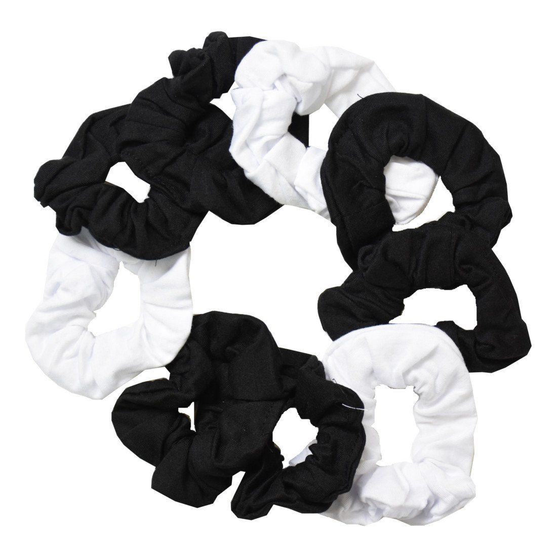 9 Pack Scrunchies Hair Ties (6 Black 3 White)