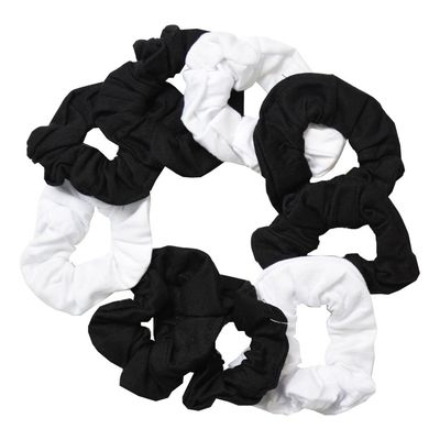 9 Pack Scrunchies Hair Ties (6 Black 3 White)