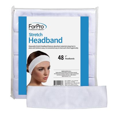 ForPro Professional Collection Stretch Headbands - Moisture Absorbent Disposable Spa - 2.25 W x 18 C - 48-Count