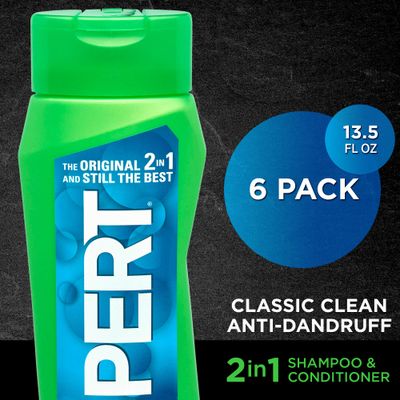 PERT 2 IN 1 Shampoo and Conditioner, Anti-Dandruff, 13.5 Fl. Oz (Pack of 6)