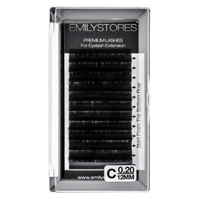 EMILYSTORES Eyelash Extensions 0.20mm Thickness C Curl 12mm Length Natural Looking Individual Volume Eyelashes For Lash Extensions(0.20,C,12mm)