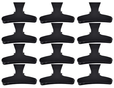 12PCS Butterfly Hair Clips-Women Girls Salon Section Clips Hair Claw Clamps Hairpin Styling Accessories Hair Fringe Grip(Black)