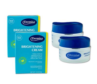 Dermisa Brightening Cream with 4 Natural Botanical Extracts | Helps to Brighten and Hydrate Skin | Contains Kojic Acid, Licorice Extract, Arbutin and Indian Gooseberry (AMLA) | 1.5 OZ | Pack of 2