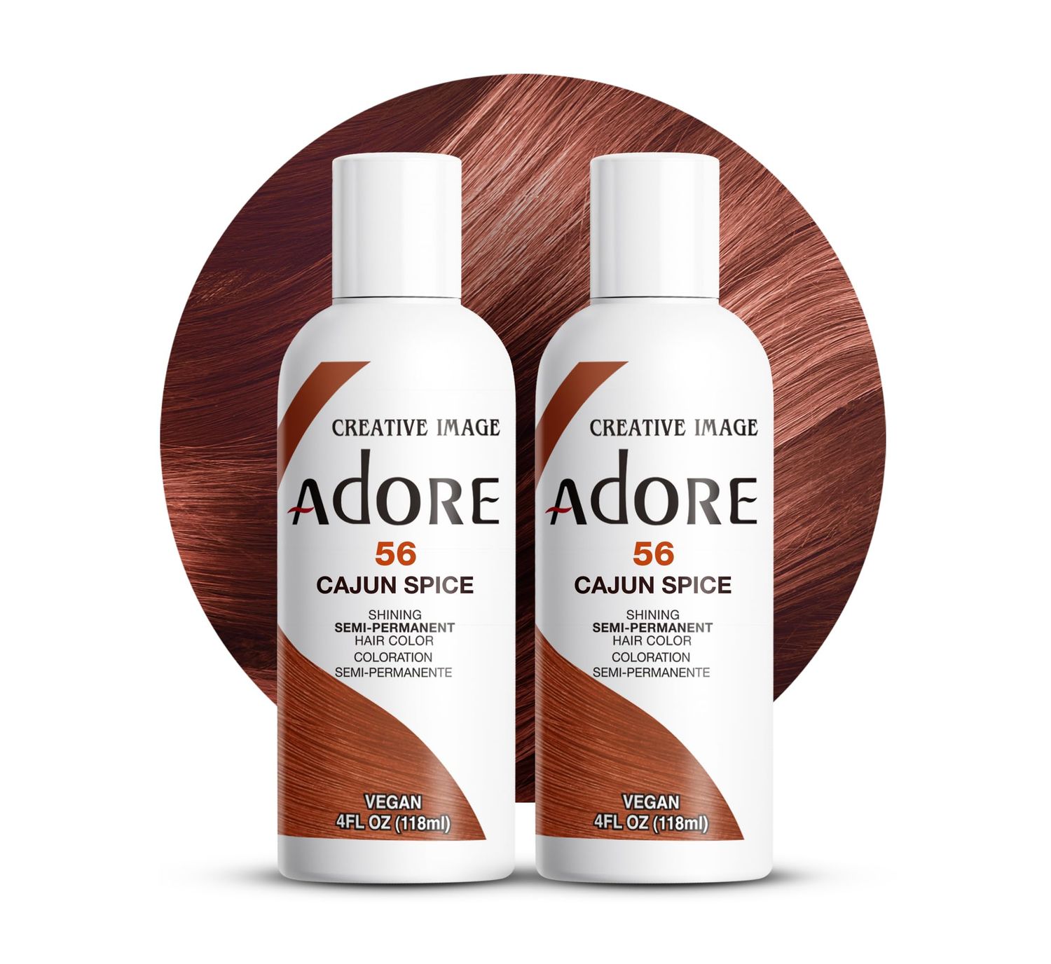 Adore Semi Permanent Hair Color - Vegan and Cruelty-Free Brown Hair Dye - 4 Fl Oz - 056 Cajun Spice (Pack of 2)