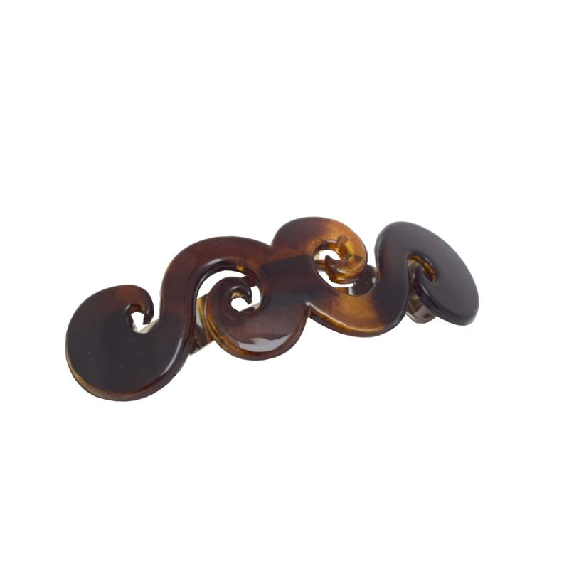 Parcelona French Swirl Medium Tortoise Shell Celluloid Hair Clip Barrette - 3 Inches