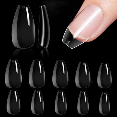 Makartt Short Coffin Clear Nail Tips, 500pcs Press on Full Cover Fake Ballerina Nail Tip Extension 10 Sizes Long Lasting Soak Off False Acrylic Gel X Kit Valentine&#39;s Day Gifts