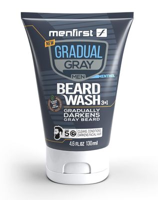 MENFIRST Gradual Gray Darkening Beard Wash for Men - Dark Shades Beard Shampoo - Hypoallergenic, Harsh Chemical-Free, Dermatologist Tested Beard Dye - 4.6 Fl Oz (Pack of 1)