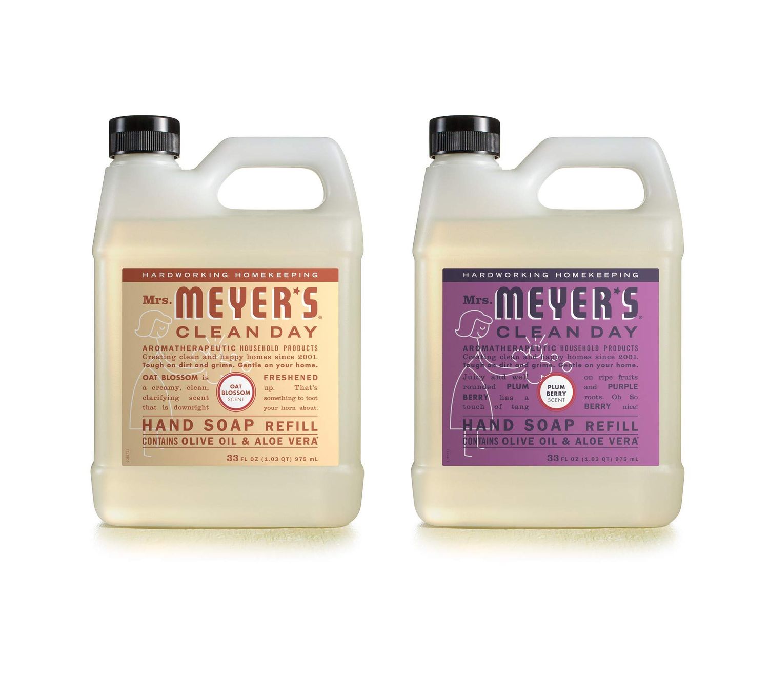 MRS. MEYER&#39;S CLEAN DAY Hand Soap Refill Scent Variety Pack 2 CT (Oat Blossom + Plum Berry)