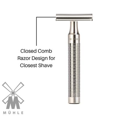 MHLE ROCCA R89 Double Edge Safety Razor (Closed Comb) | Pure Matt Stainless Steel |Perfect for Everyday Use | Barbershop Quality Close Smooth Shave | Luxury Razor for Men
