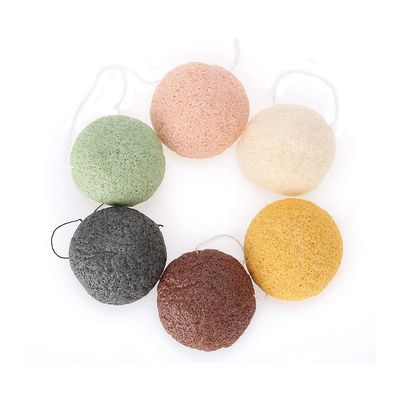 6pcs/Set Konjac Sponge, 100% Pure Naturally Cleaning Puff Konjac Sponges Tool Wet/Dry Skin Massage Tools to effortlessly Cleanse &amp; Soften Delicate Skin, Effective deep Pore