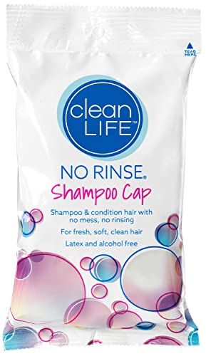 No-Rinse Shampoo Cap by Cleanlife Products, Shampoo and Condition Hair with no Water or Rinsing - Microwaveable, Rinse-Free, Latex-Free and Alcohol-Free