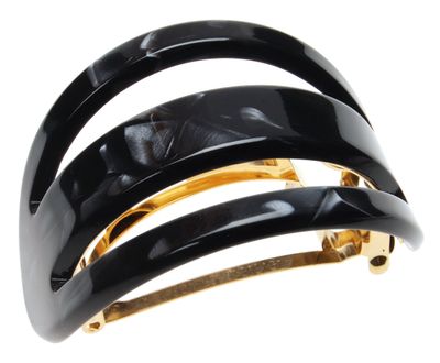 France Luxe Cutout Oval Ponytail Barrette - Nacro Black