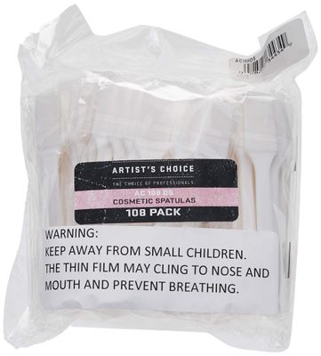 Artist&#39;s Choice Cosmetic/Makeup Spatulas, Disposable Mini Spatulas for Dividing Cosmetics into Small Quantities, Helpful for Removing Creams, Lotions when Near Empty, Pack of 108