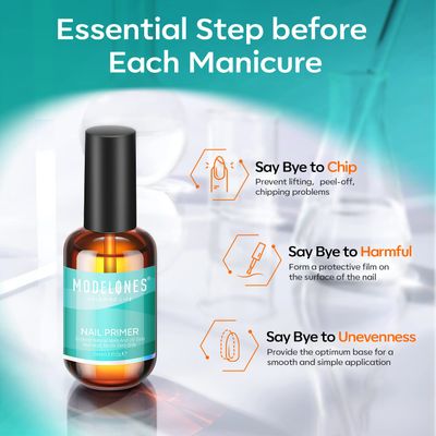 modelones Nail Primer, 15 ml Acid Free No Lift Nail Prep Dehydrator Bond Primer, Hema-Free Nail Bonder for Gel Nail Polish Nail Supplies Set