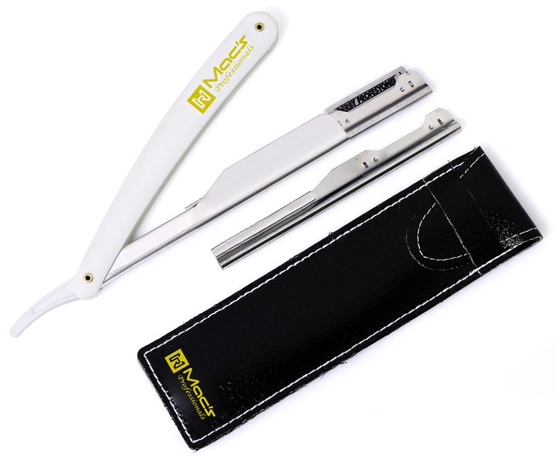 White Handle Razor Professional Barber Straight Edge Barber Razors Macs Brand-50-01 (White ...