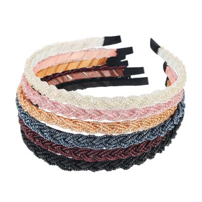 MTLEE 6 Pieces Beaded Headbands for Women Sparkly Crystal Beaded Hair Hoop Hairbands Multiple Color Hair Accessories Head Bands Christmas Gift(Classic Colors)