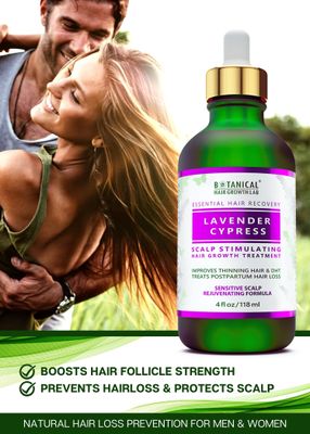Botanical Hair Growth Lab Scalp Soothing Treatment, Lavender - Cypress Scent, for Hair Loss Prevention &amp; Natural Hair Growth Stimulation with Biotin, Pre-Shampoo Application, Unisex, 12 oz