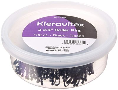 Kleravitex BLACK Jumbo 2.75&quot; Bobby Hair Pins - Black Tipped Flat Style Pins for Women - Perfect For Rollers - Hair Pins for Styling - Suitable for ALL Hair Types, 100 pieces Tub Made in USA
