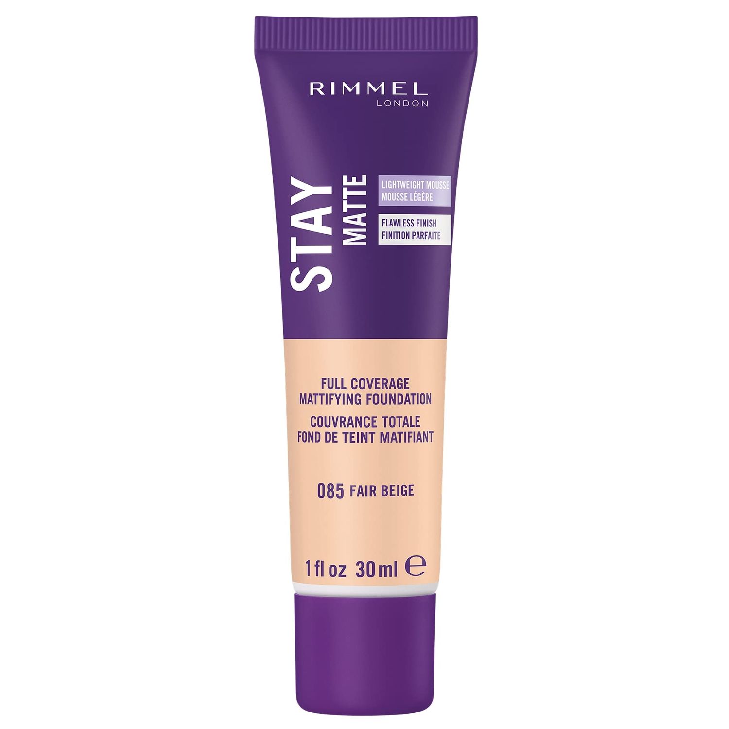Rimmel London Stay Matte Liquid Mousse - 085 Fair Beige - Foundation, Lightweight, Shine Control, Oil-Free, 1oz