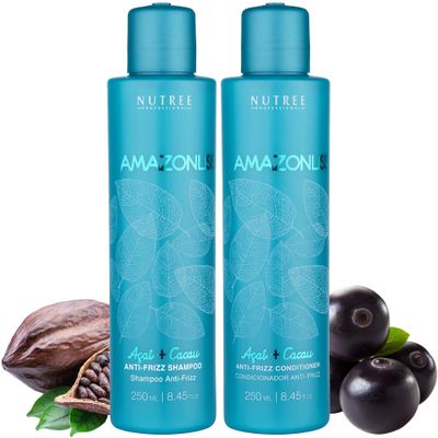 Amazonliss Anti-Frizz Keratin Treatment Set - For Smooth, Soft and Shiny Hair - Prolonged Effect Shampoo and Conditioner 8.45 fl.oz