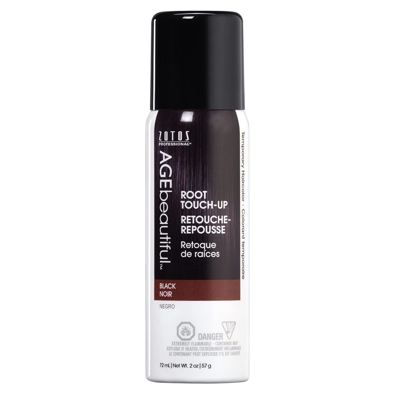AGE beautiful Root Touch Up Hair Color Spray | Touch-Up Gray Concealer | Temporary Cover Up | Adds Volume &amp; Covers Thinning Patches | Water, Sweat, Stain Resistant | Black | 2 Fl Oz