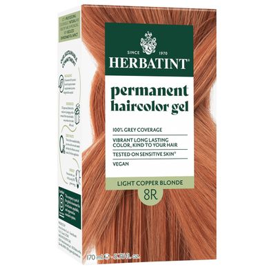 Herbatint Permanent Hair Dye For Women - 8R Light Copper Blonde - For Up To 100% Gray Coverage of Resistant Gray Hair - Ammonia-Free, Alcohol-Free &amp; Vegan - Salon Influenced Hair Color 5.75 fl oz