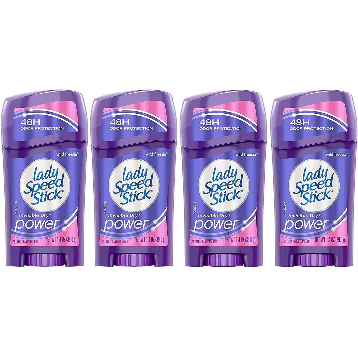 Lady Speed Stick Invisible Dry Antiperspirant &amp; Deodorant, Wild Freesia, 1.4 Ounce (Pack of 4)