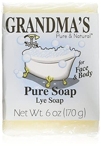 Grandma&#39;s Pure Lye Soap Bar - 6.0 oz Unscented Face &amp; Body Wash Cleans with No Detergens, Dyes &amp; Fragrances - 60018 (4 Pack)