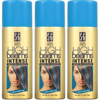 High Beams Intense Temporary Spray-On Hair Color - Headbangin Blue 2.7 oz (3 pack)