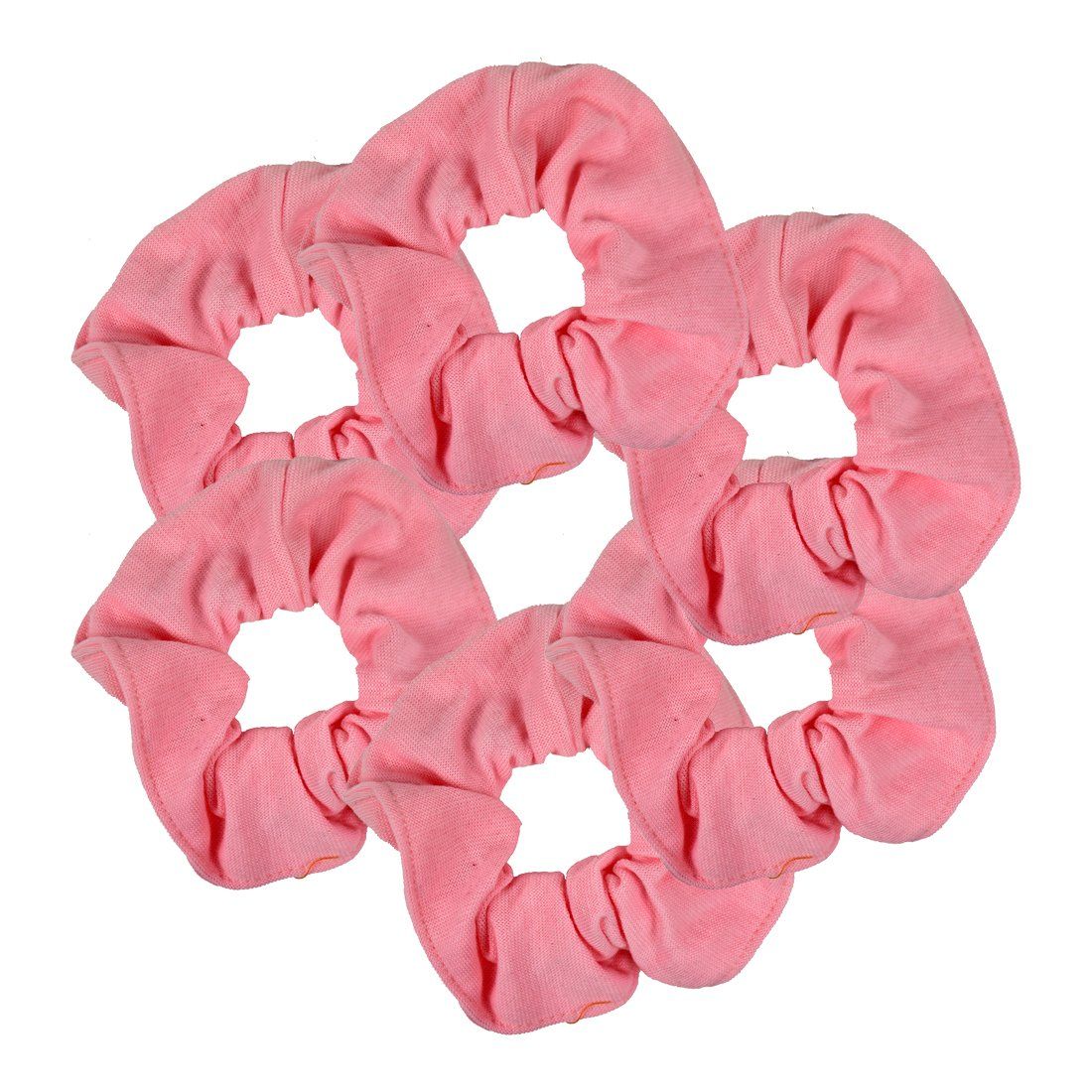 6 Pack Large Solid Scrunchies Hair Elastics-Light Pink
