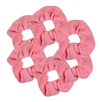 6 Pack Large Solid Scrunchies Hair Elastics-Light Pink