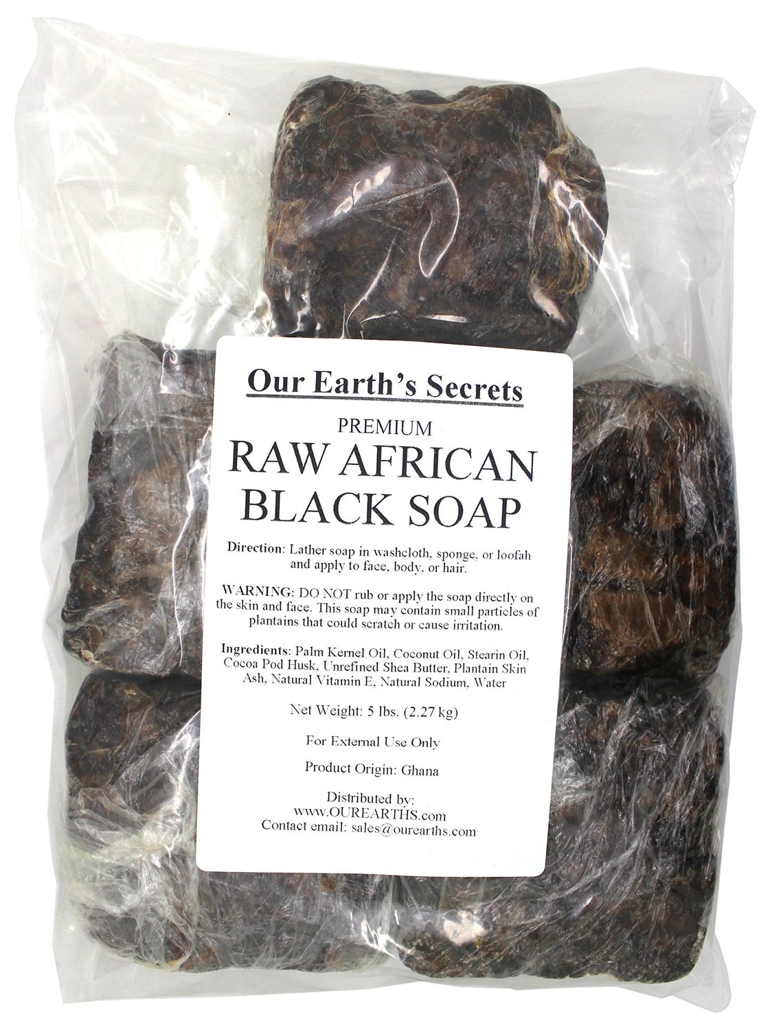 Our Earth&#39;s Secrets Premium Natural Raw African Black Soap, 5 lbs