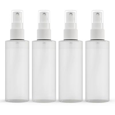 ?Made In USA?Plastic Spray Bottle Fine Mist 4 Oz (120ml) - Refillable, Reusable, Portable Sprayer, Travel Size, Leak Proof for Household Use, Essential Oil, Cleaning Solution and Perfume (4 Pack)