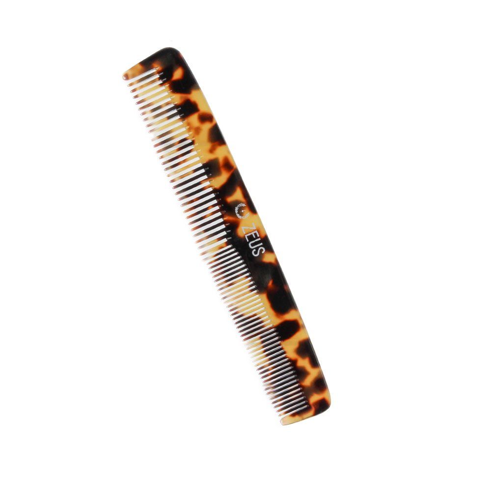 ZEUS Beard &amp; Mustache Comb for Men, Handmade Saw-Cut Hair Comb for Untangling &amp; Styling Beard (Tortoiseshell) V12
