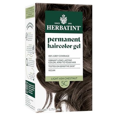 Herbatint Permanent Hair Dye For Women - 5C Light Ash Chestnut - For Up To 100% Gray Coverage of Resistant Gray Hair - Ammonia-Free, Alcohol-Free &amp; Vegan - Salon Influenced Hair Color 5.75 fl oz