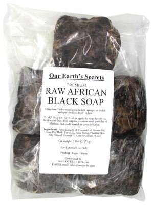 Our Earth&#39;s Secrets Premium Natural Raw African Black Soap, 5 lbs