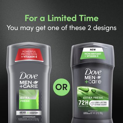 Dove Men+Care Antiperspirant Deodorant With 48-hour sweat and odor protection Extra Fresh Antiperspirant for men formulated with vitamin E and Triple Action Moisturizer 2.7 oz