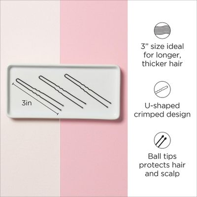 Diane 3 Hair Pins for Women, Girls, Hairdressing, Salon, U Shaped Hair Pins with Ball Tips for Securing Updos, Buns, Braids, and Everyday Styles, Black (32 Count)