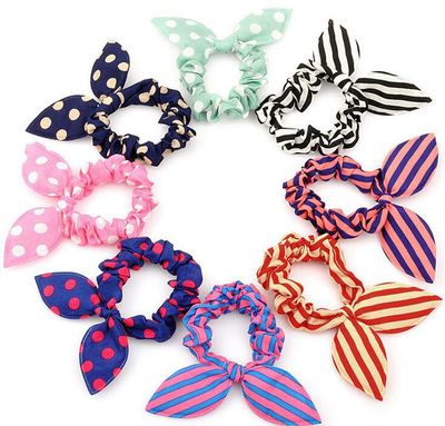 20 PCS Cute Baby Girls Rabbit Ear Hair Tie Bands Ropes Ponytail Holder Elastic Cotton Stretch Hair Styling Tools Headband Scrunchie Hair Acdessories (Color Random)