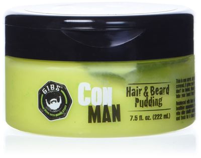 GIBS Con Man Hair &amp; Beard Pudding - Leave-In Conditioner, Curl Definer,Green 7.5 Fl oz