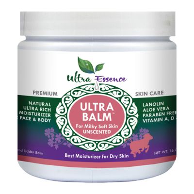 Ultra Balm Daily Moisturizer 16 oz For Dry Itchy Skin, Psoriasis and Eczema, Contains Lanolin, Vitamins A, D &amp; E, Aloe Vera, To Moisturize Face, Body, Dry Hands &amp; Cracked Heels (Unscented)