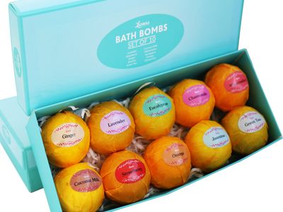 Bath Bombs Gift Set - 10 Unique Scents - Great Gift idea for Women, Mom, Girls, Teens, Graduation, Valentines Day, and Birthdays - Spa Aromatherapy - Relaxation in a Box