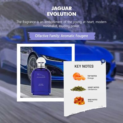 Jaguar Evolution Eau de Toilette Spray for Men, 3.4 Ounce