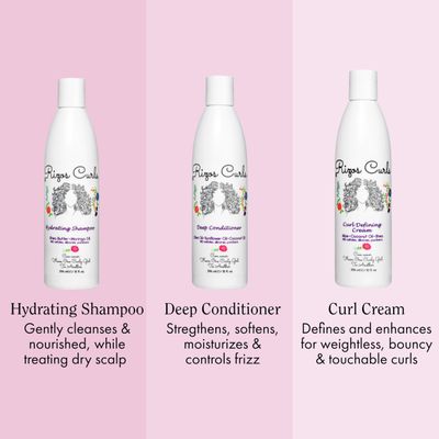 Rizos Curls Trio Bundle, Hydrating Shampoo & Deep Conditioner & Curl Cream Bundle, Gently Cleanse and Hydrate Curly Hair, Style & Define Curls for Frizz Free Volume, For All Curl Patterns 2a - 4c