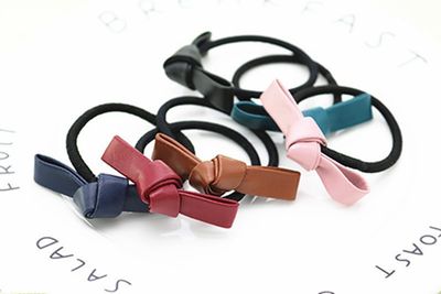 LOVEF 6 Pcs Simple Korean Elastic Double Knotted Bows Rubber Band Elastic Head Tie Hair Band Girls Hair Accessories for Women Headwear