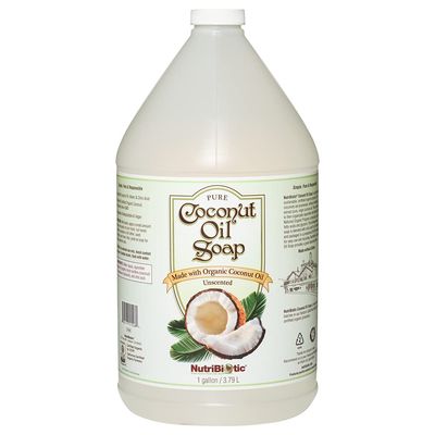 NutriBiotic - Pure Coconut Oil Soap, Unscented, 1 Gallon | Certified Organic, Unrefined, Biodegradable, Vegan &amp; Made without GMOs, Gluten, Parabens Or Sulfates | Rich, Cleansing Lather
