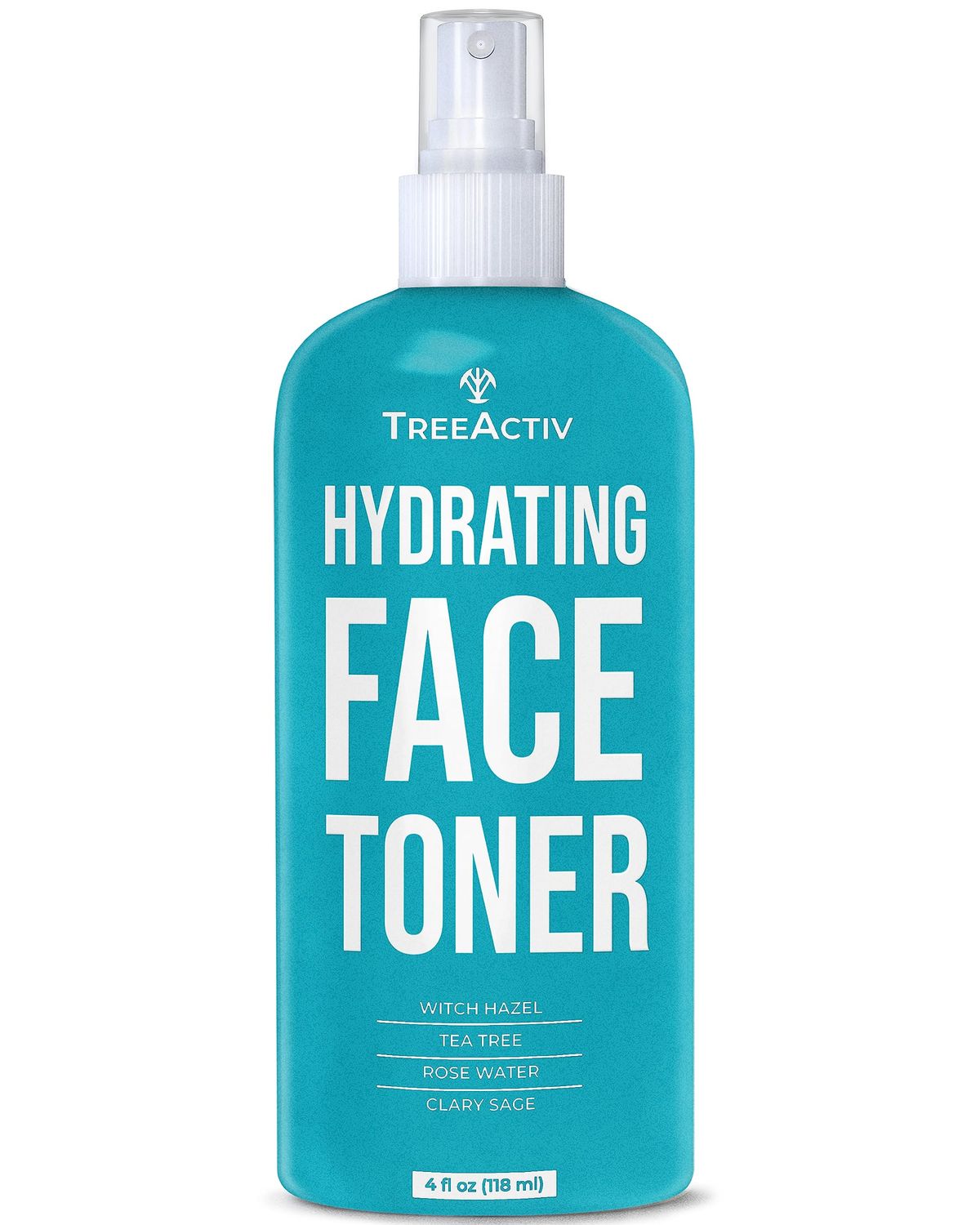 TreeActiv Balancing Herbal Toner, 4 oz, Witch Hazel Toner for Face with Rose Water, Clary Sage Water, and Tea Tree Water, Facial Toner for Oily Skin and Acne-Prone Skin, Hydrating Toner for Face